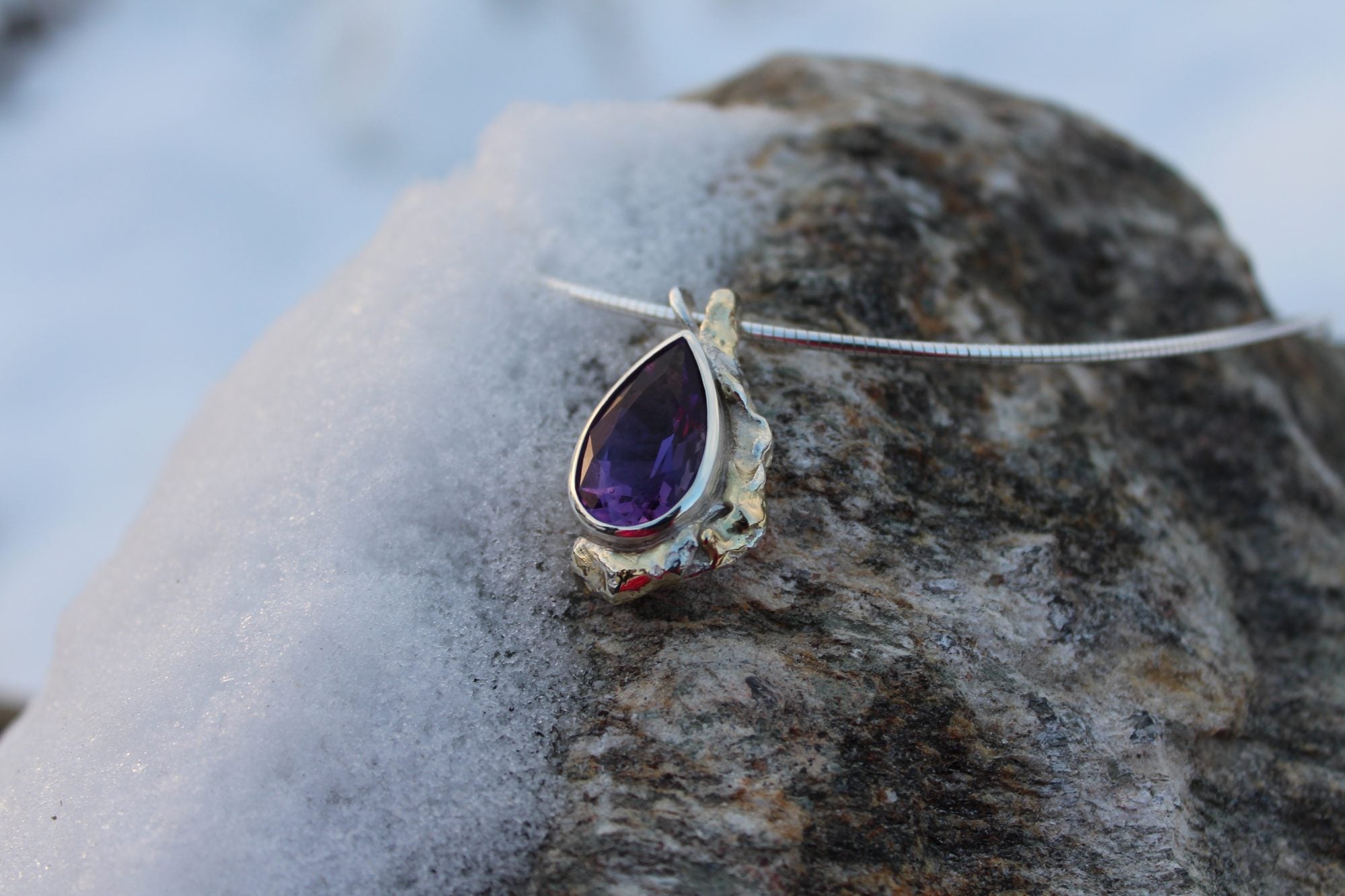 Amethyst-Tropfen in Silber