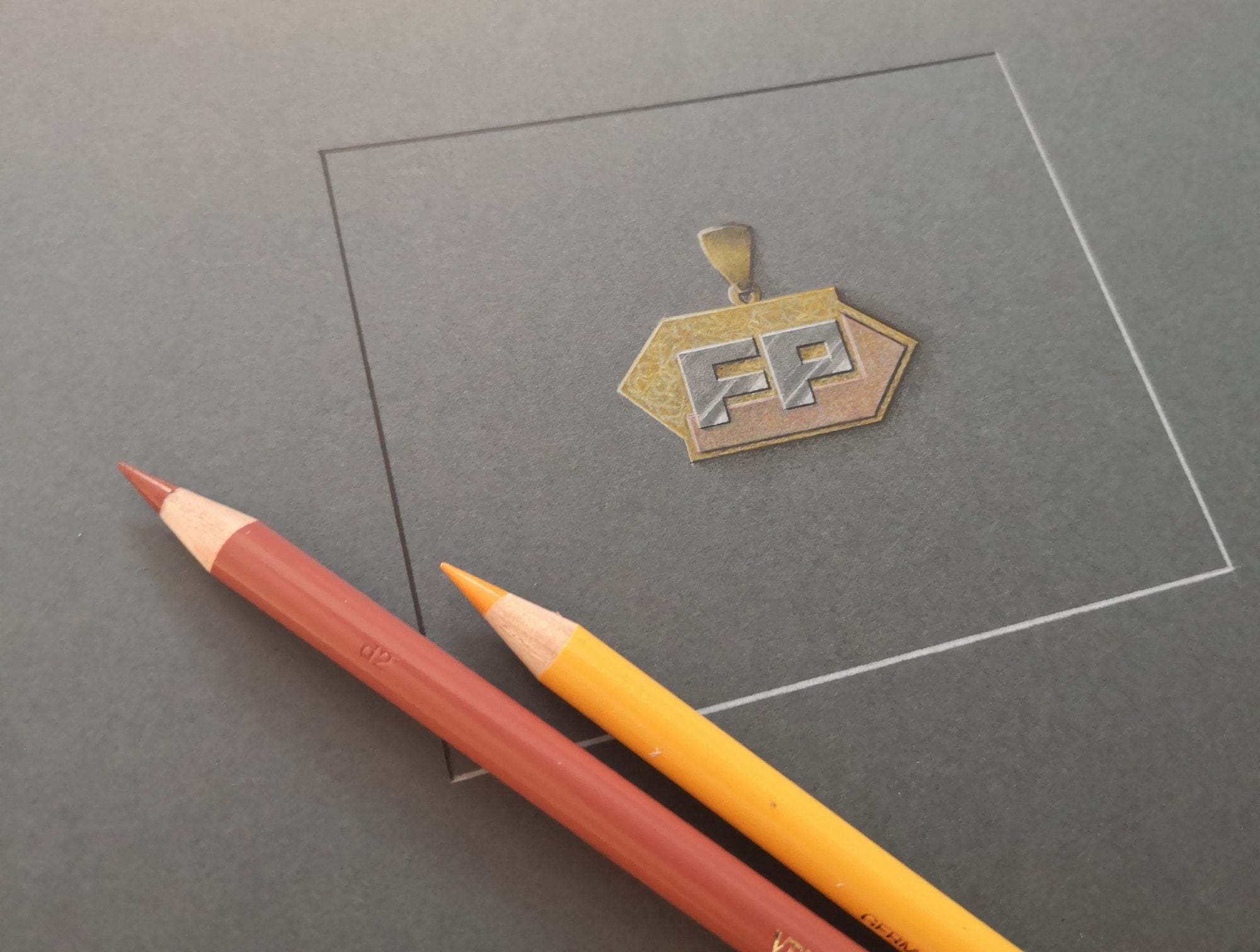 Entwurf: Initialen-Anhänger in Gold